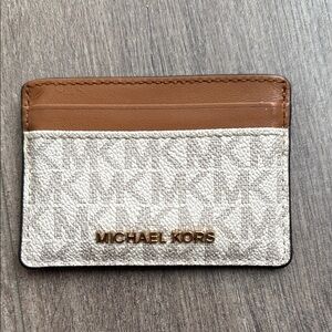 Michael Kors Tan and Cream Card Holder